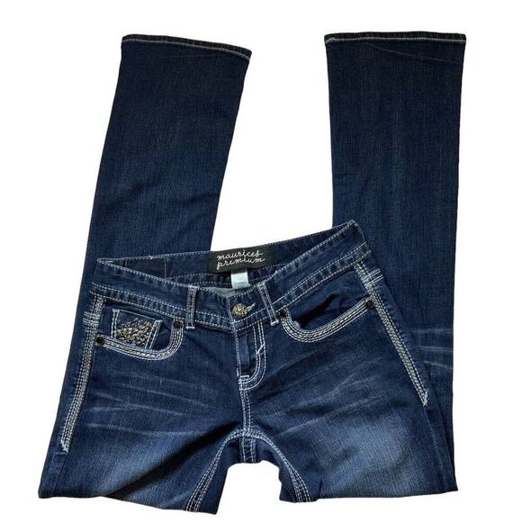 Maurices Premium Jeans Womens Size 7/8 Reg Rhinestones Thick Stitches Denim - Picture 7 of 11